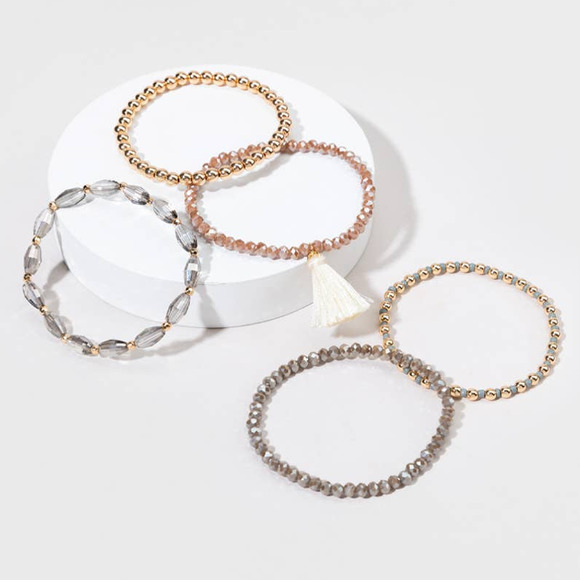 Francesca's Maeve Beaded Tassel Bracelet Set‎ - Picture 2 of 5